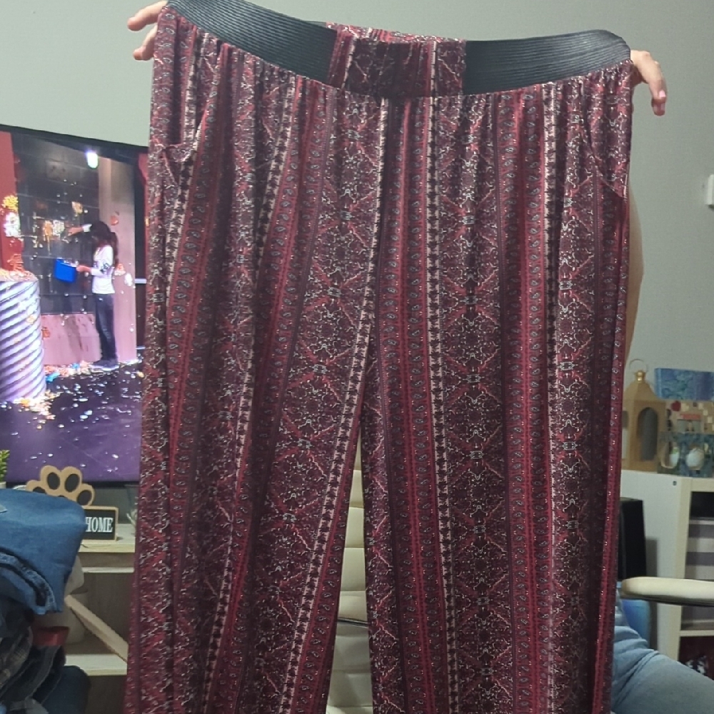 Red and Black Patterned Pants